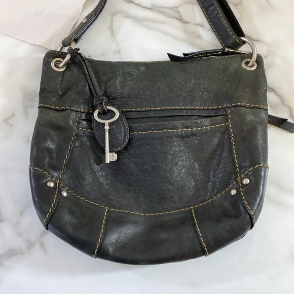 Fossil Long Live Vintage Sling Crossbody Bag Womens OS Brown Leather Pockets - Picture 10 of 15